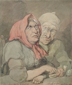 スナフとジン（ペンとインク） 作： Thomas Rowlandson